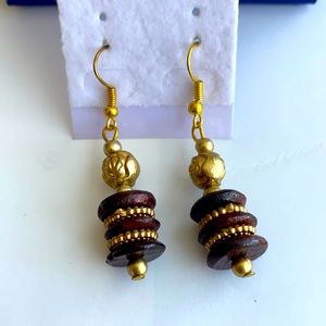 Handmade Brown Gold Color Earrings